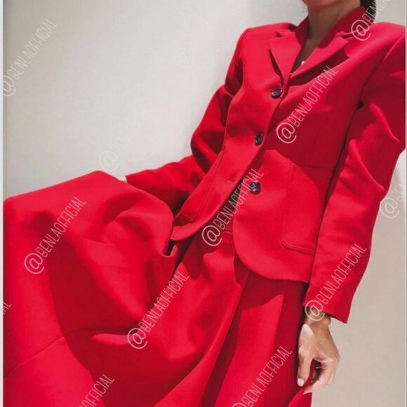 Nwt ZARA TAILORED VOLUMINOUS SKIRT RED - Picture 13 of 15